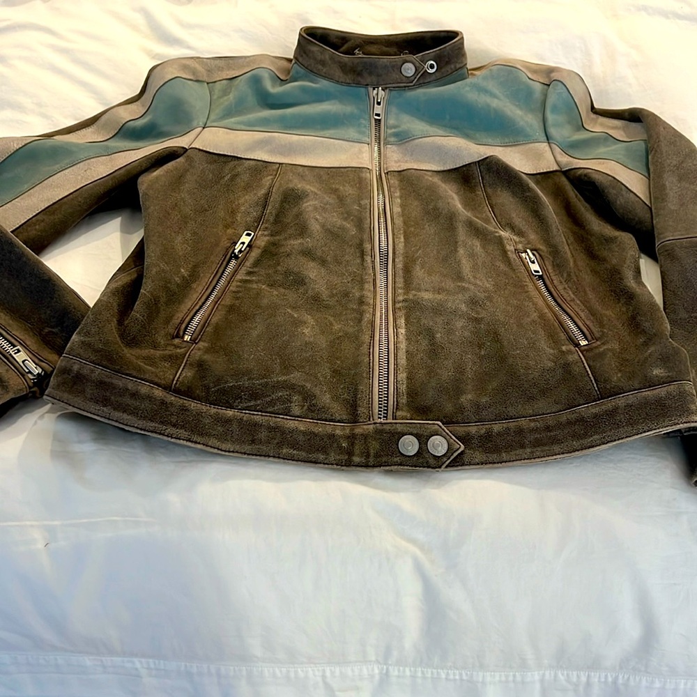 We The Free Fast Lane Leather Moto Jacket Cobalt Racer XL